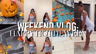 WEEKEND VLOG: HALLOWEEN PARTY | PUMPKIN PLUNGE &amp; CARVING | tee &amp; lo