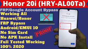 Honor 20i (HRY-AL00Ta) FRP Bypass | All Huawei/Honor FRP/Google Account Bypass 2020 Android/EMUI 10