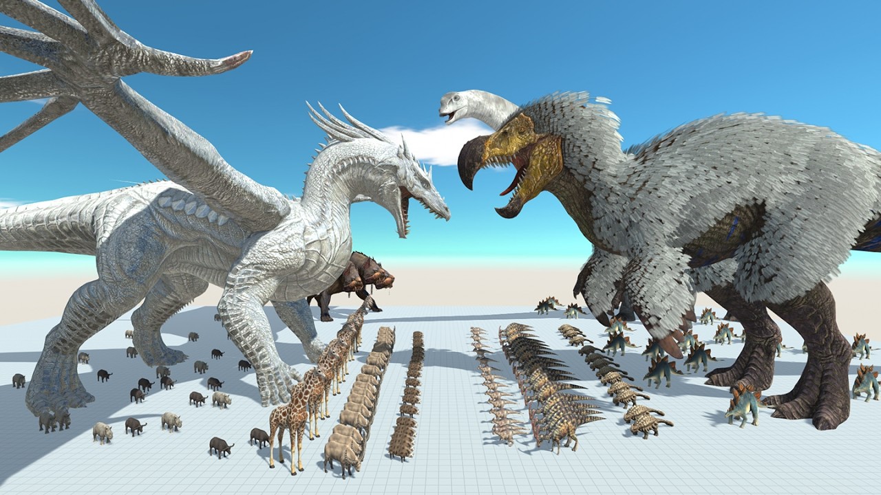 Animal Battle ICE Dragon VS Dodo Rex in Animal Revolt Battle Simulator ARBS