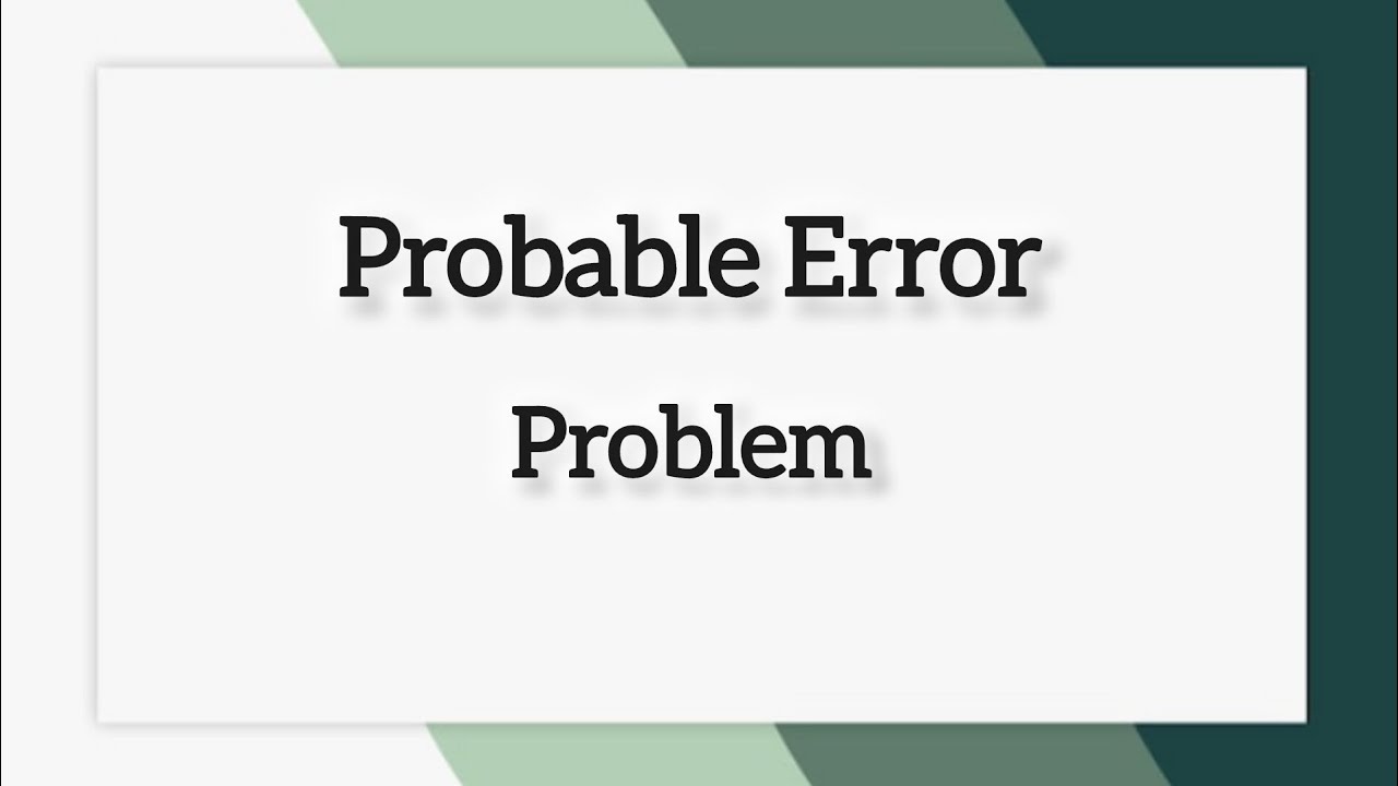 Probable Error In Correlation How to calculate Probable Error in Correlation - YouTube