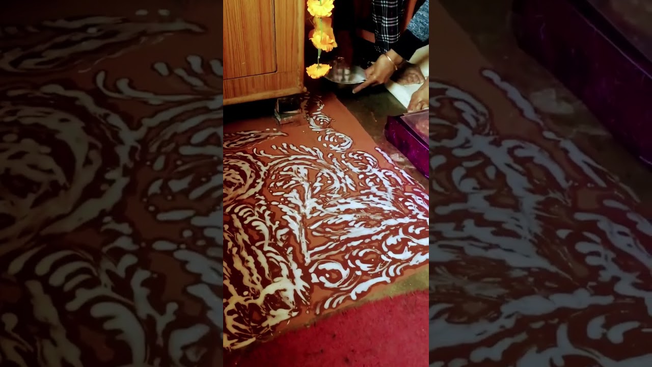 Video thumbnail: Diwali rangoli #shorts #shortsvideo #diwalirangoli #aipanart #pahadi #diwali #reelskarofeelkaro