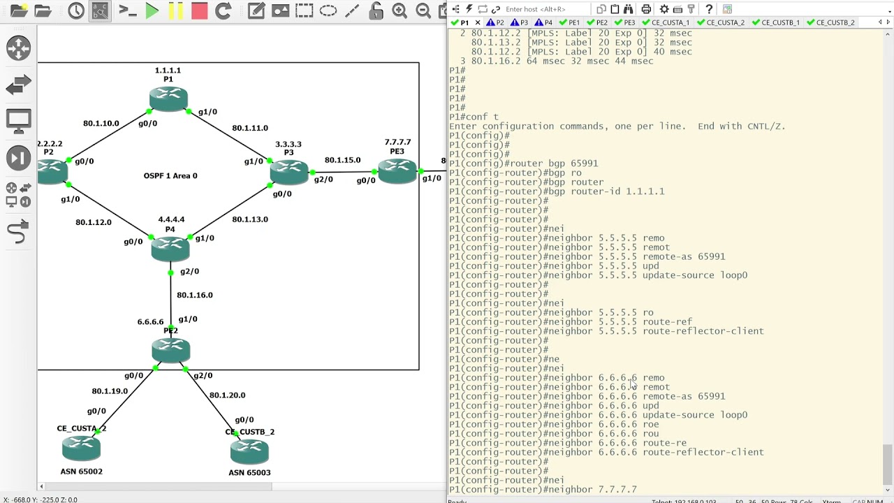 MPLS L3VPN Configuration - Core MPLS and BGP Configuration