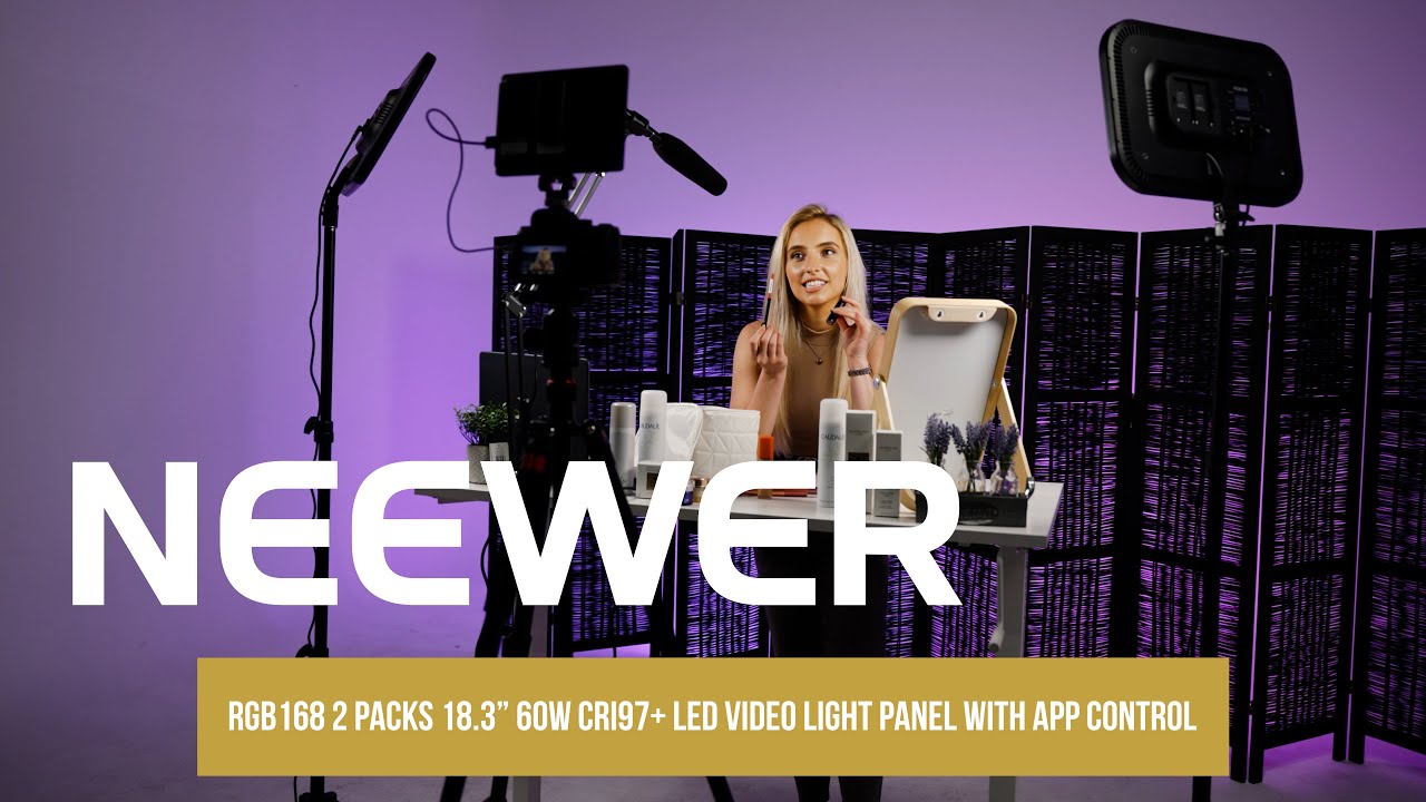 Neewer 18.3” RGB LED Video Light Panel with App Control Stand Kit, 60W  Dimmable 2500K~8500K RGB168 LED Panel CRI 97+ - AliExpress