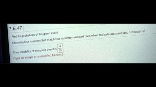 [Math] numbered through 35 probability of the given event. Find the balls when the balls are four r