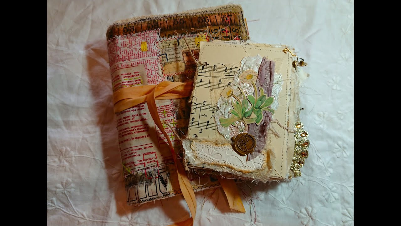 Vintage junk journal & fabric junk journal flip through (both SOLD)