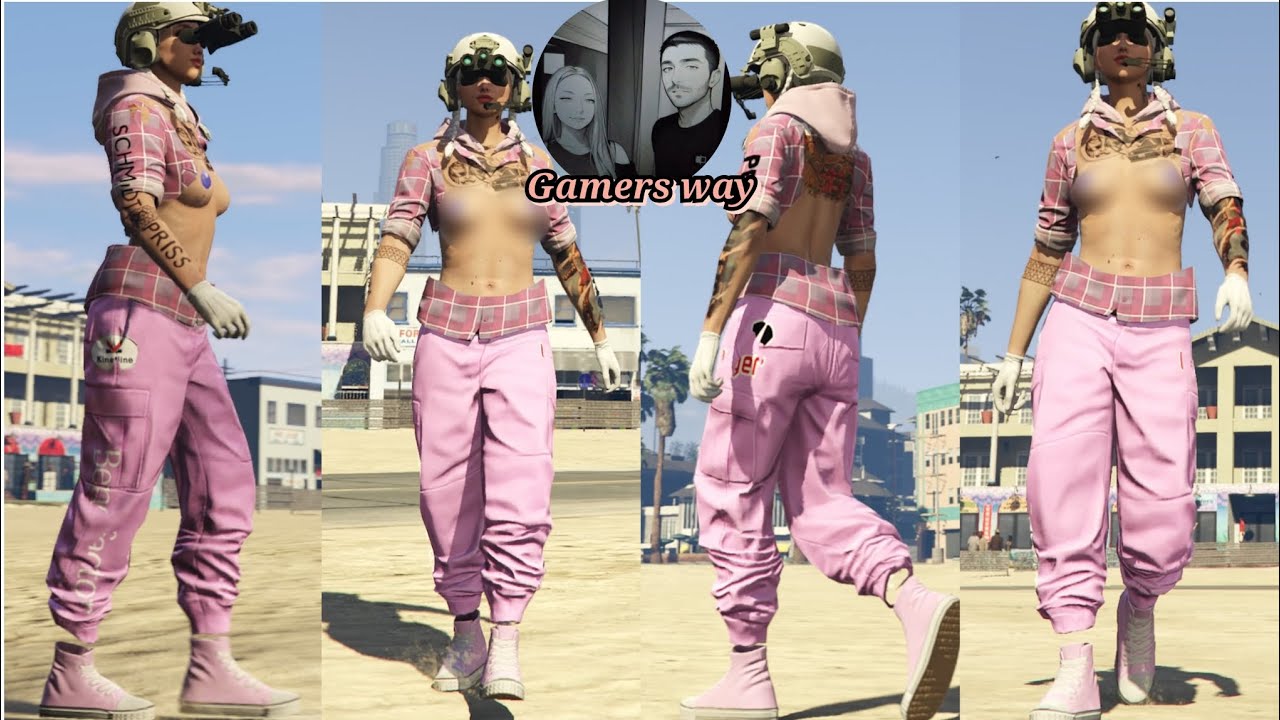 Глитч на  розовый мод костюм , outfits tutorial gta 5 online( голая грудь ) 