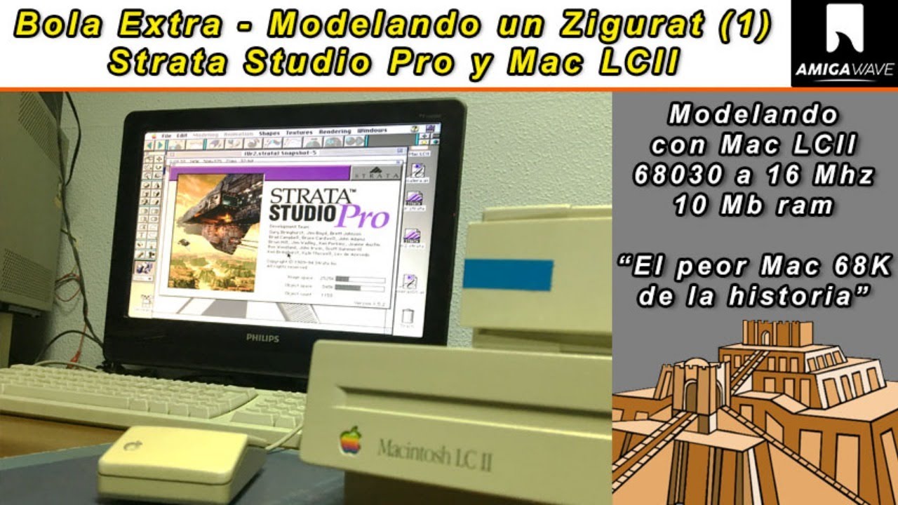 Bola Extra - Modelando un Zigurat (parte 1) con Mac LCII a 16 Mhz y Strata Studio Pro.