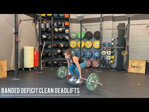 Banded Deficit Clean Deadlifts. Olympic Weightlifting Technique. Strength Exercises 🏋🏻‍♀️