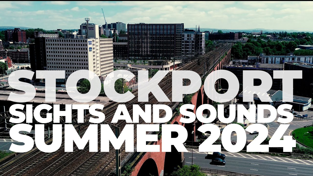 Stockport Drone Footage June 2024, Viaduct, M60 Motorway and Trains