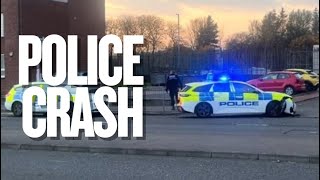 Police car crash Glasgows East End 