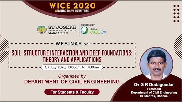 WICE 2020: Webinar on "Soil Structure Interaction and Deep Foundations: Theory and Applications"