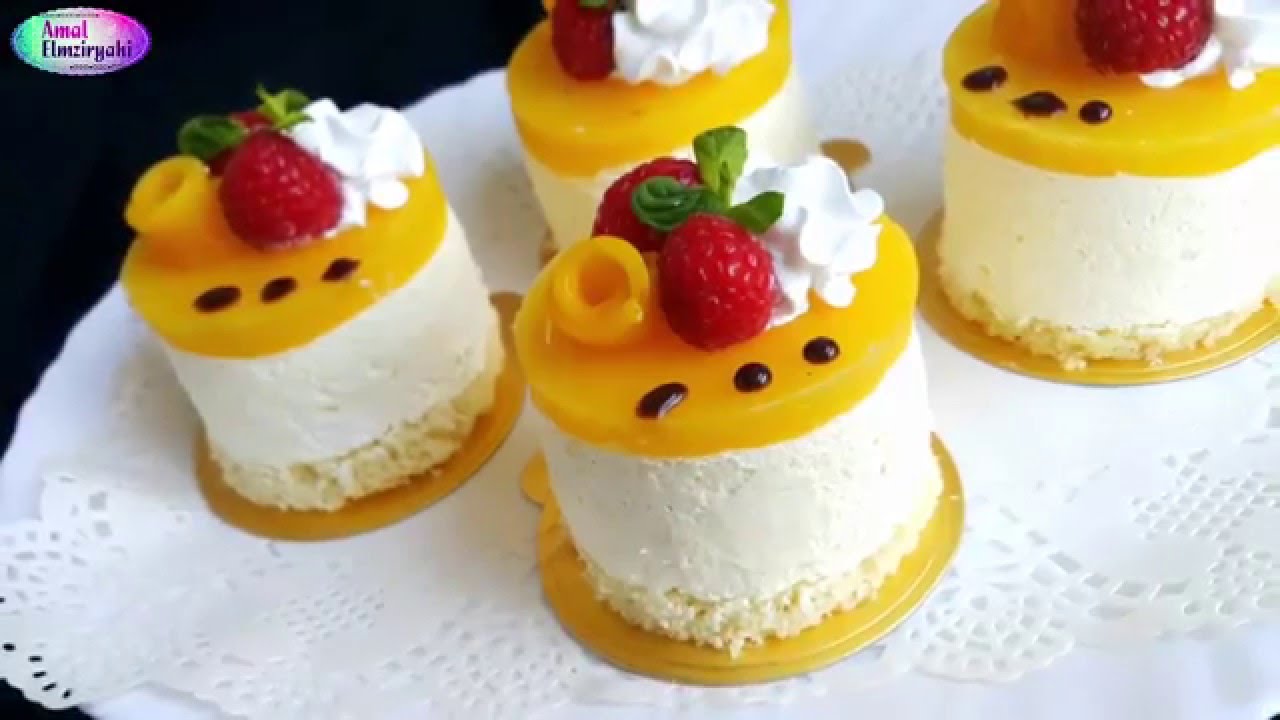كيك بموس المانجو  mango mousse cake