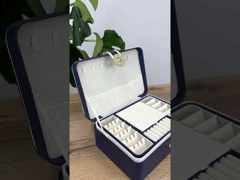 Скринька для прикрас велика з екошкіри синя 23.5*16*8.5 см Гранд Презент JZ-001-2, відео 1