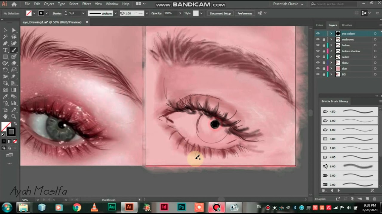 Simple Steps To Draw An Eye By Illustrator كيفية رسم عين ب الاليستريتور Dawn By Sappheiros Youtube