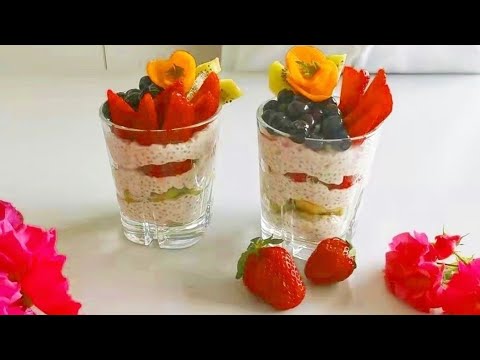 Healthy Chia Seeds & Fruits Yogurt Dessert