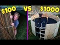 $100 VS $1,000 TRAMPOLINE TOWER APOCALYPSE SURVIVAL FORT!