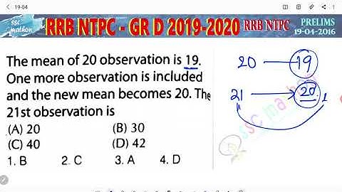 the mean of 20 observations is 19 one more observation is included the new mean become 20 the 21st