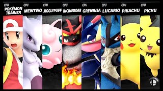 Pokémon Trainer VS Mewtwo VS Jigglypuff VS Incineroar VS Greninja VS Lucario VS Pikachu VS Pichu