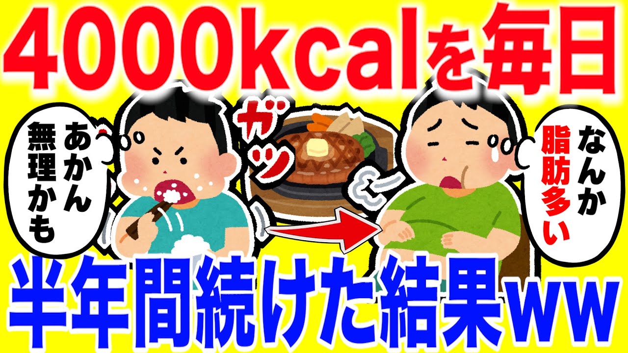 4000キロカロリーを毎日食べて筋トレを半年間続けた結果がやばいｗｗ