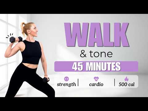 🔥45 Min WALK & TONE Dumbbell Workout🔥Burn Fat & Build Muscle🔥Full Body Compound Moves🔥