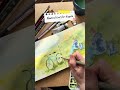 Watercolour sketch a dreamy girl with a bicycle on a grass near the lake #quicksketch #tutorial #art