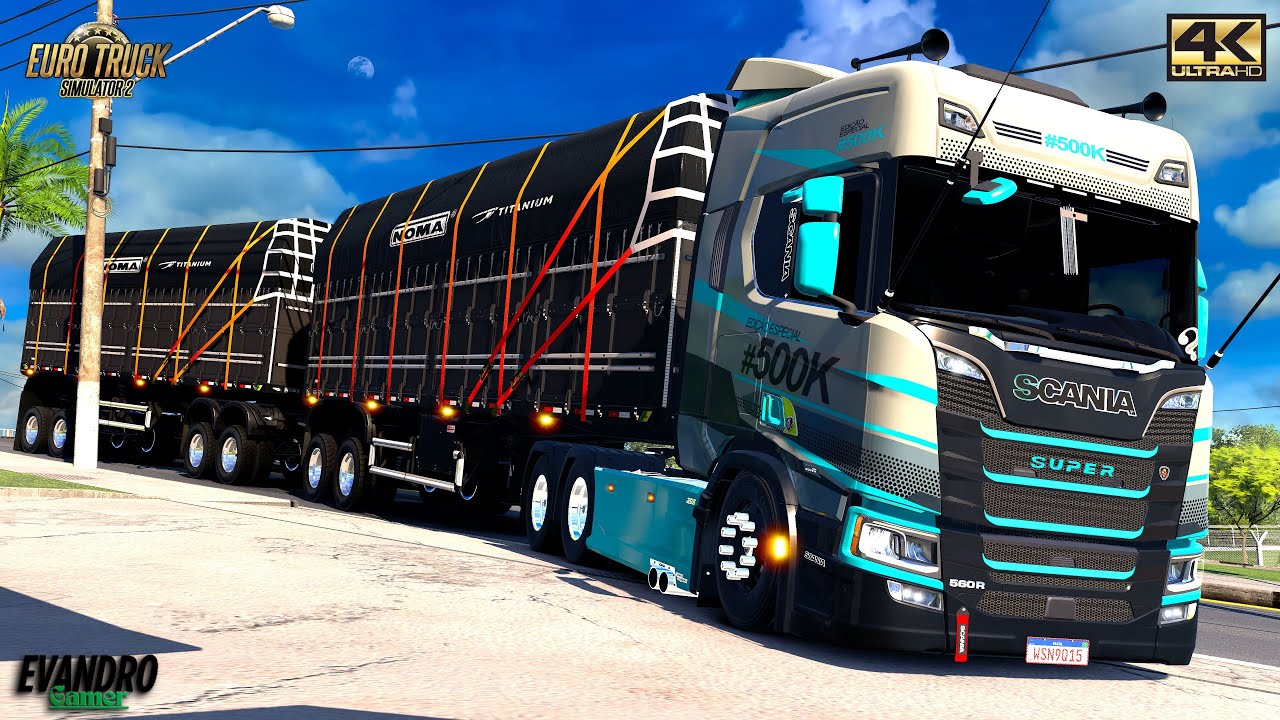 Pressão (49 t) Scania NTG 500K SUPER Special Edition Rodotrem NOMA Titanium Ets2 V1.56