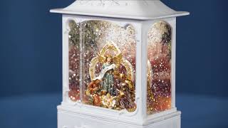 Lanterna Bianca Vetro Neve Natività 25X15X10 Cm