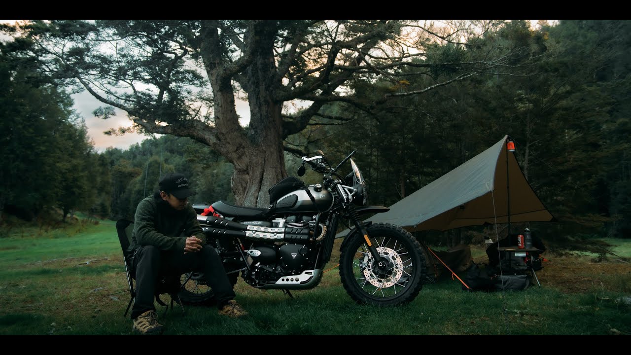 Solo MotoCamping on a Triumph Scrambler