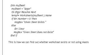 check if Worksheet Exists Using Excel  Macro
