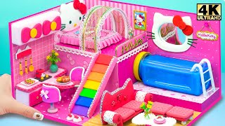 Make Pink Hello Kitty House with Pool from Polymer Clay and Cardboard ❤️ DIY Miniature House #71