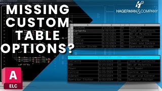 Custom Tables Tutorial in AutoCAD Electrical