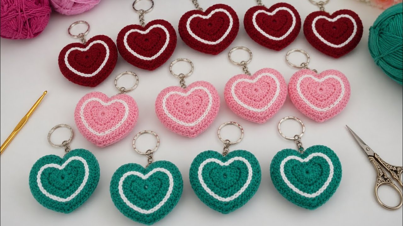 Easy Crochet Heart Keychain Tutorial ❤️ | Cute Handmade