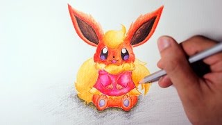 Eevee Evolution - How To Draw Flareon (Cute Version)