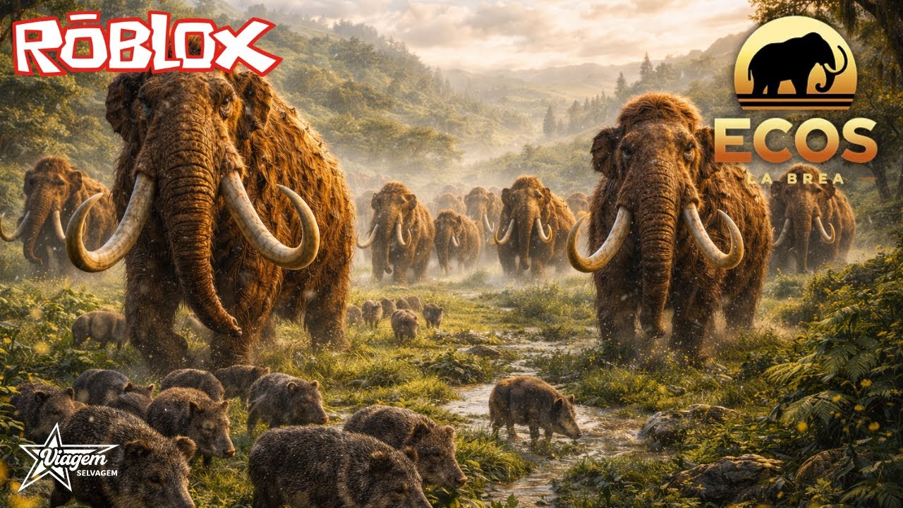 MIGRAÇÃO DE MAMUTES E PECCARIOS NO REALISMO - ECOS LA BREA ROBLOX ( ECOS DRAGOM )