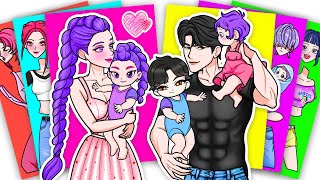 Kpop Demon Hunters   Happy Family Of Huntrix Rumi And Saja Boys Jinu | Sticker Book Diy