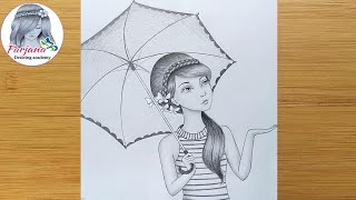 draw drawing step umbrella sketch pencil farjana academy easy boy rain myhobbyclass