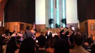 Gary and Joyce walk down the aisle