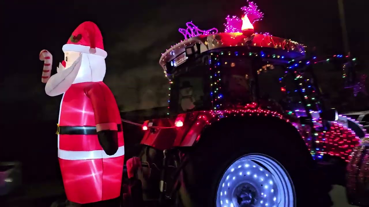 Verlichte tractorstoet Vrasene Kerstparade 2023