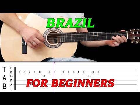 BRAZIL | Easy guitar melody lesson for BEGINNERS (with tabs) - The Shadows version