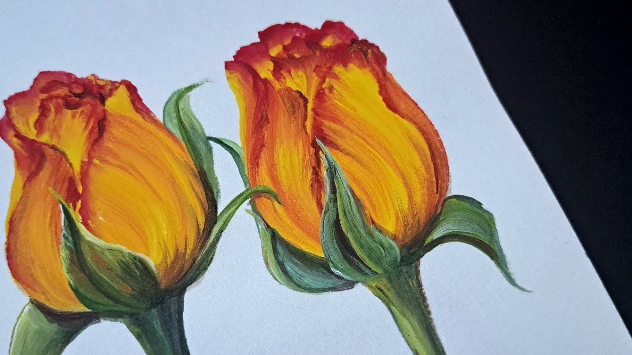 Рисование роз акриловыми красками. Создание цветов без труда.