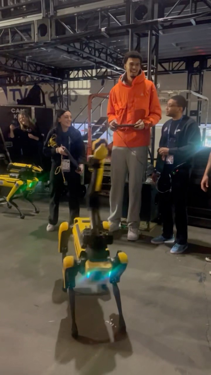 Wemby playing with the robot dog ?
