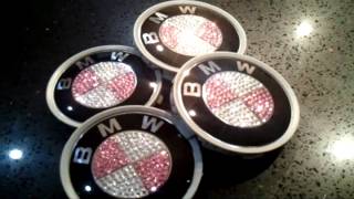 BMW wheel cap with pink swarovski crystal elements - sevenCrystal.com