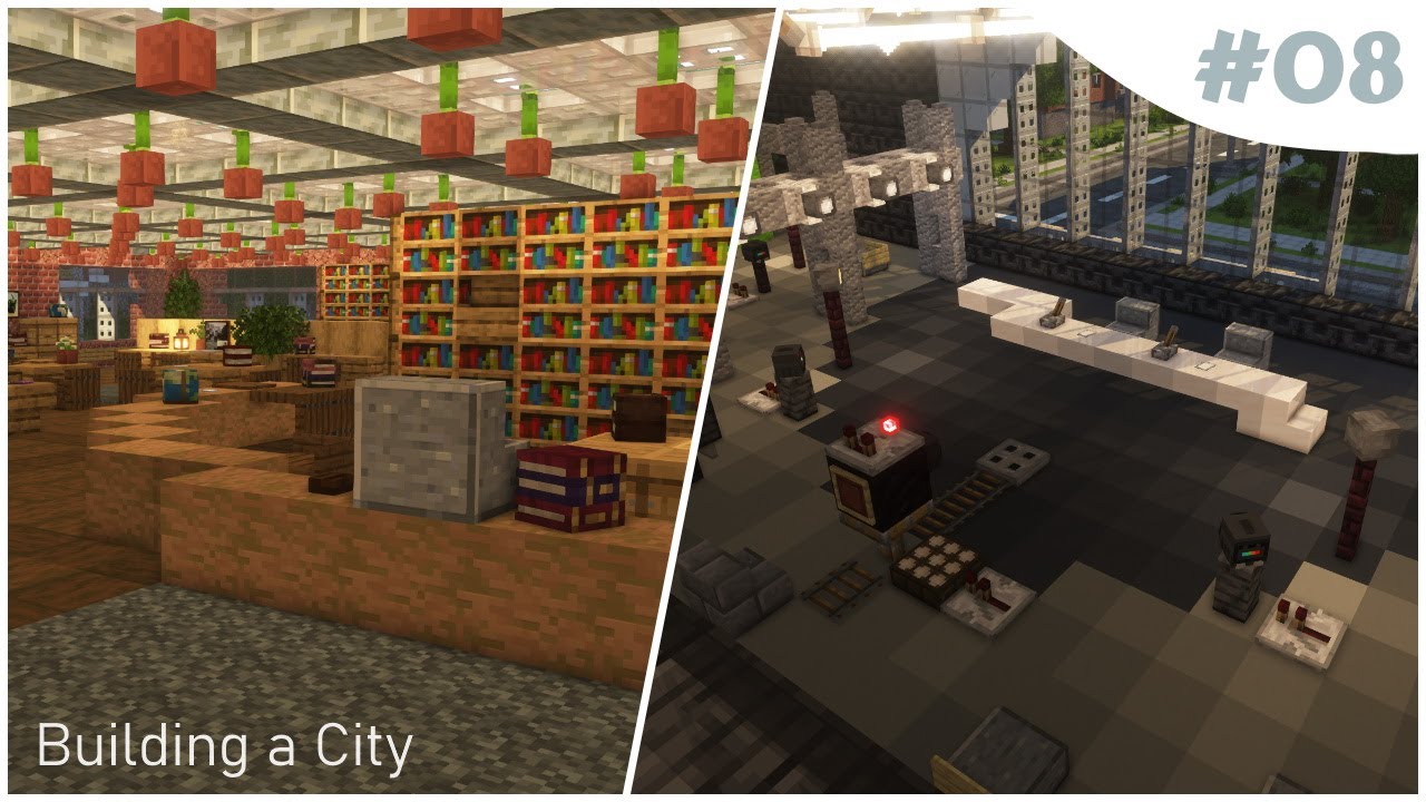 Building a City #8 // Library & TV Studio // Minecraft Timelapse - YouTube