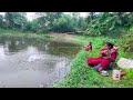 Amazing fishing two lady caught fish in village pond  hook fishing  village pond fishing