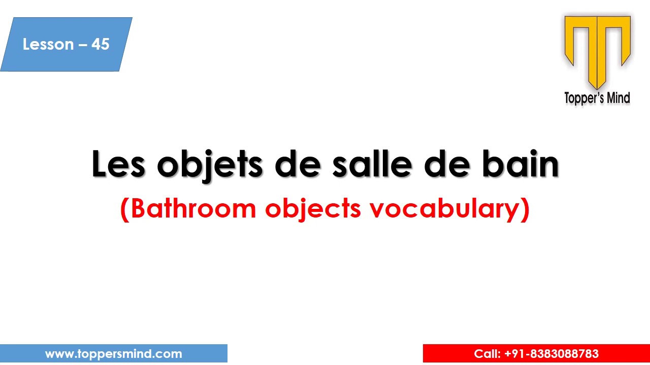 Bathroom Objects in French Bathroom items Vocabulary French Pronunciation with Translation