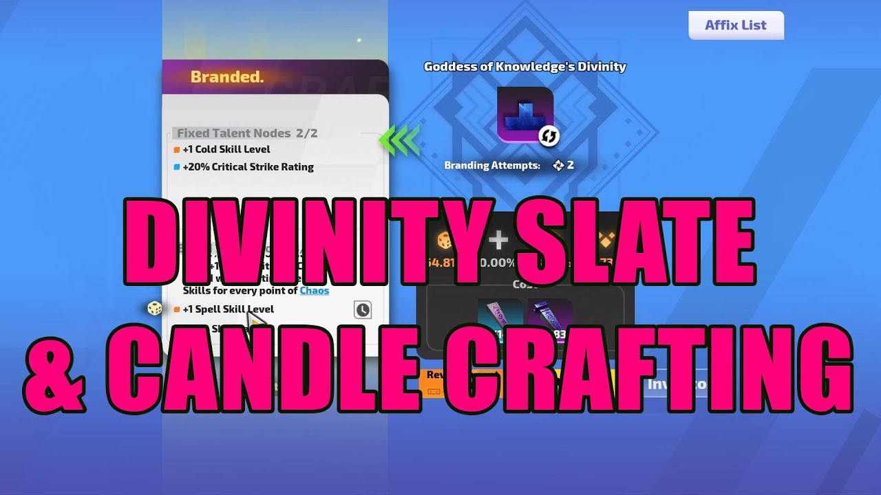 Divinity Slate and Soul Candle Crafting Guide SS2 Torchlight Infinite YouTube