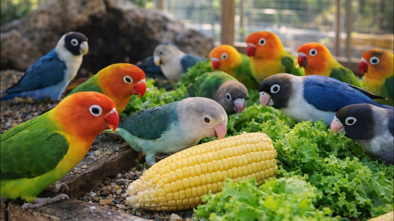 Lovebird Colorful 💚❤️#lovebirds #sunconure #parrotlover #birds #cutelovebird