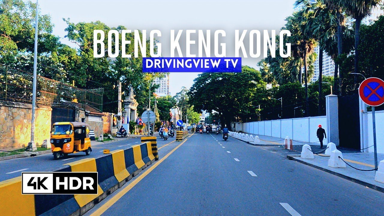 Driving Boeng Keng Kang Ti Bei 4K HDR | Techno sky bridge to Wat Phnom Phnom Penh Cambodia