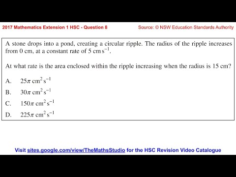 1396] Mathematics Extension 1 HSC (2017, Q8, Applications of Related Rates  of Change) - YouTube
