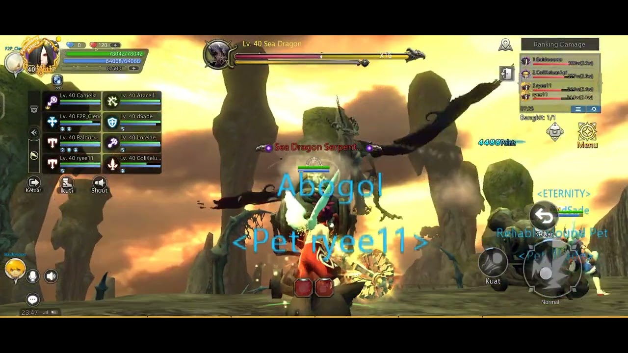 DRAGON NEST M CLASSIC (lawan naga laut SDN STAGE 4 ) 